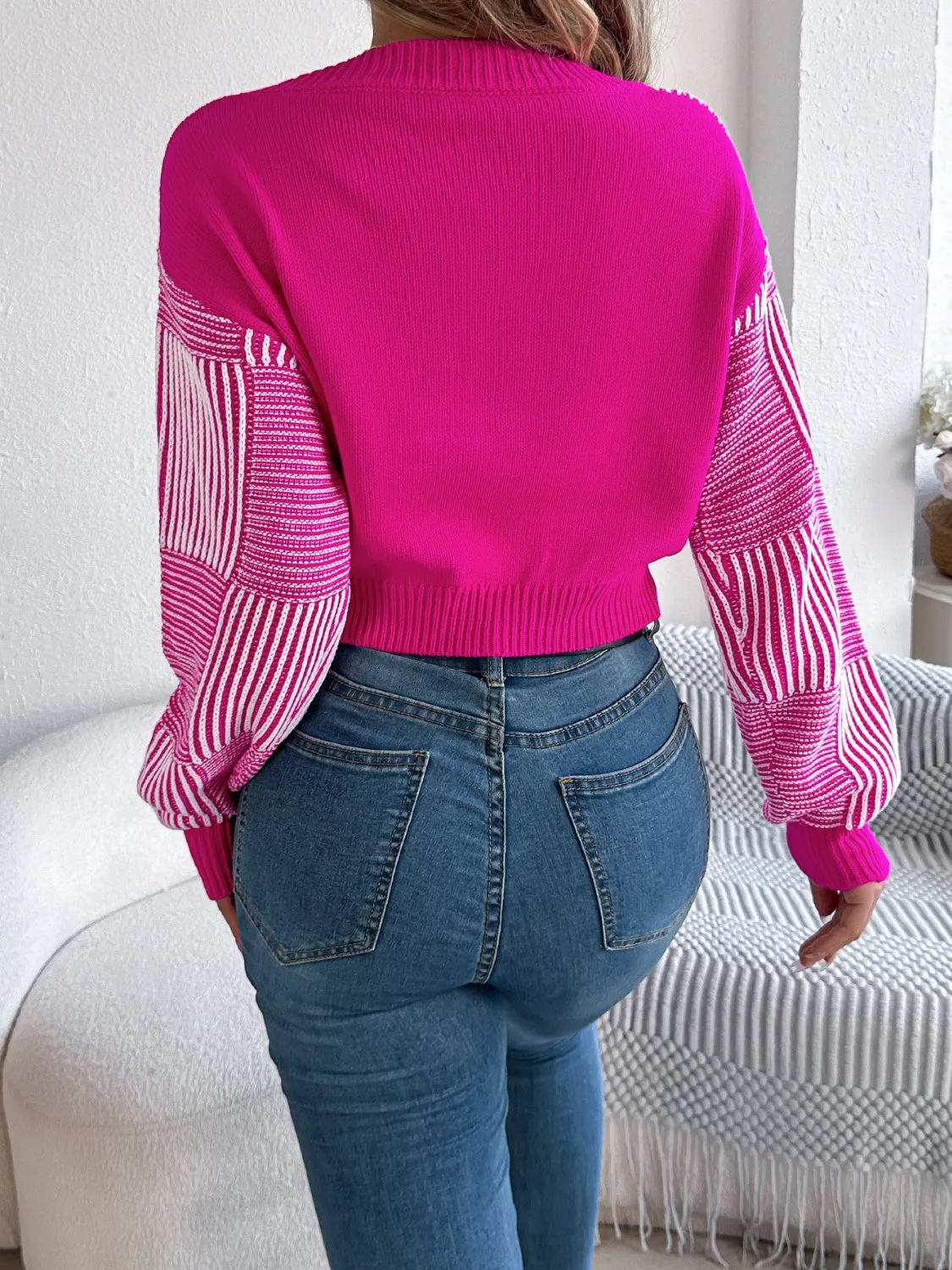 kesley Striped V-Neck Long Sleeve Sweater