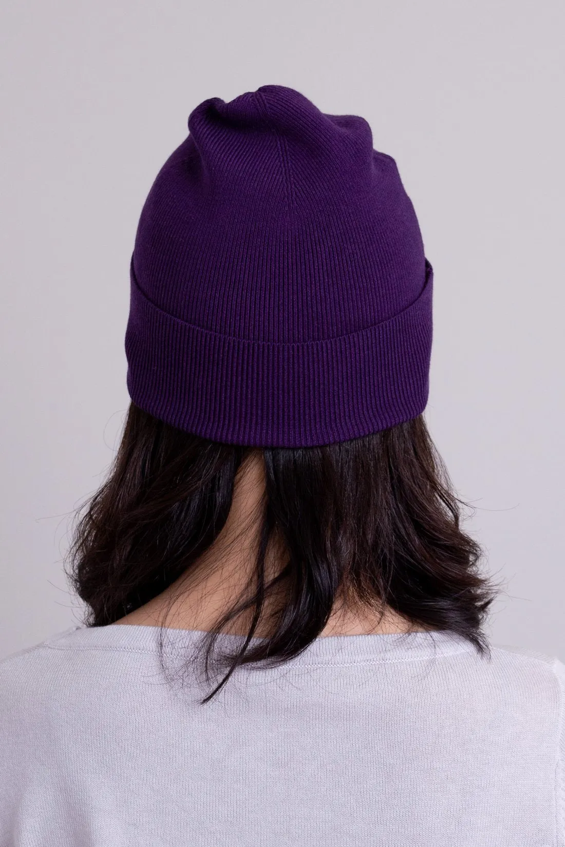 Knit Beanie, Purple, Bamboo Cotton