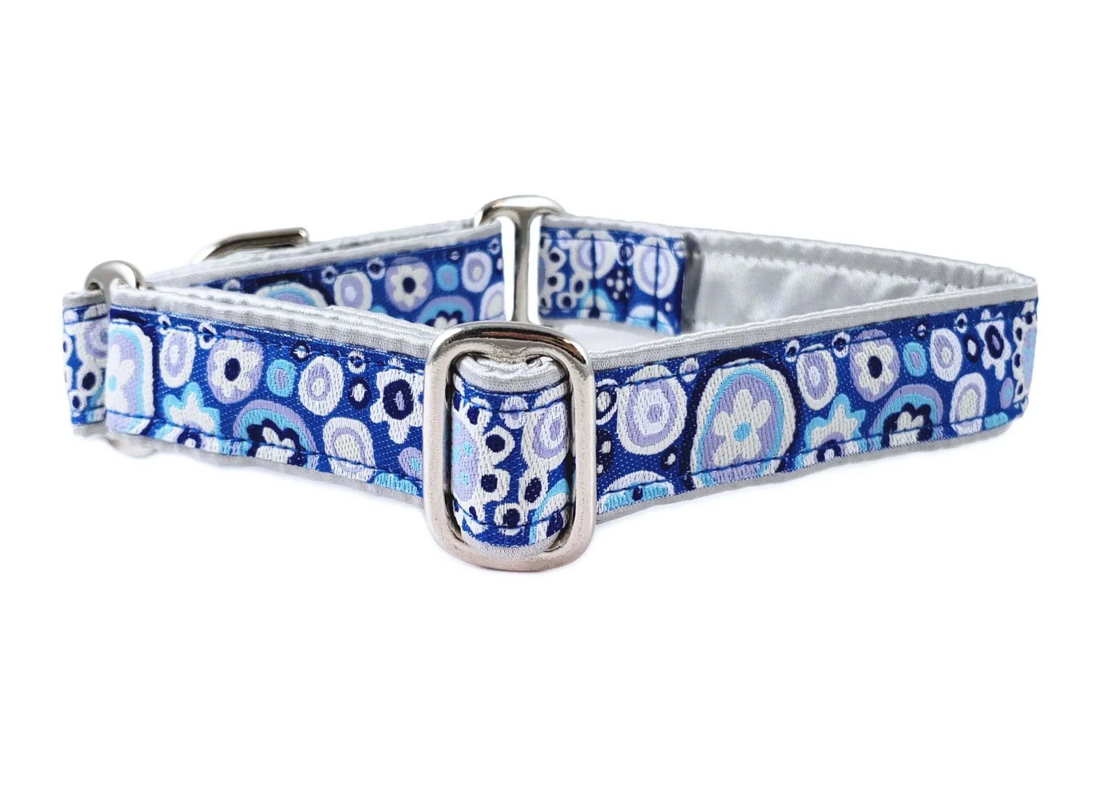 La Paz in Blue & Silver - Martingale or Buckle Dog Collar - 1" Width