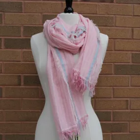 Light Pink Tone on Tone Striped Cotten Scarf