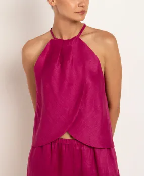 LINEN TOP "ELINA" MAGENTA