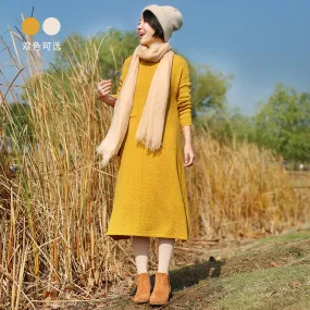 Linen Women Dresses Sleeves Autumn Winter Women Dresses WC961852