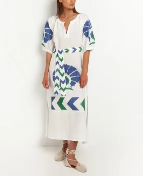 LONG LINEN DRESS "PEACOCK"