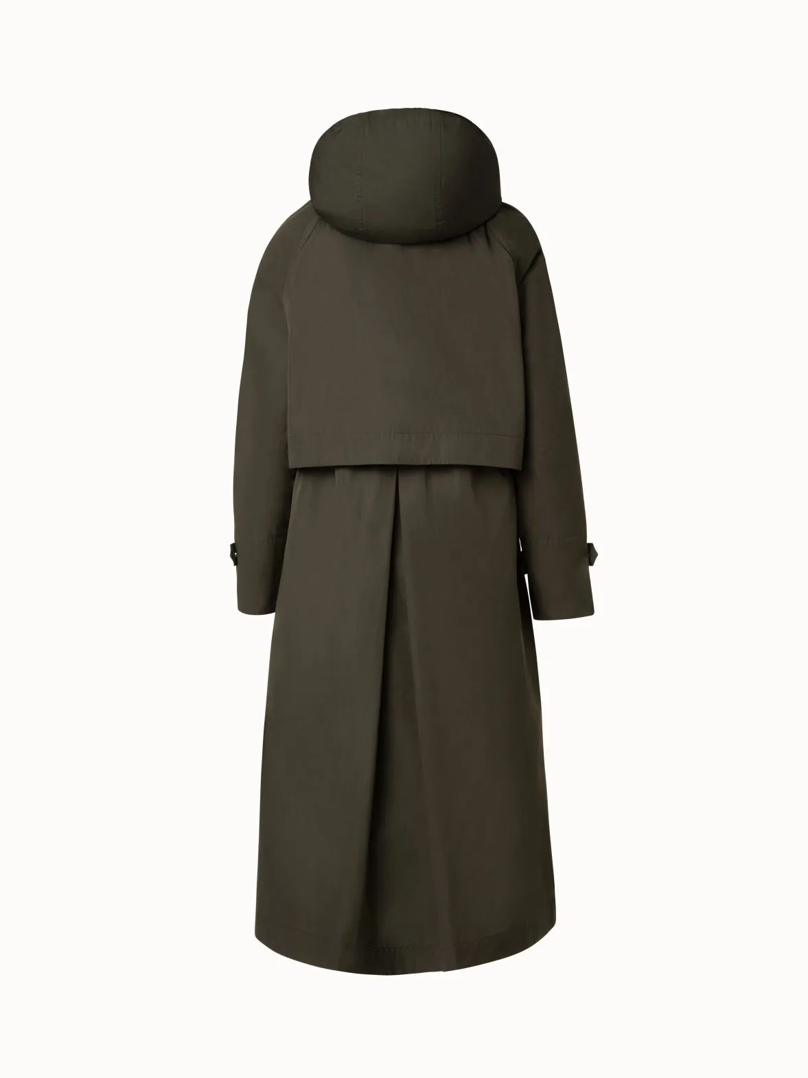 Long Silk Coat with Detachable Hood