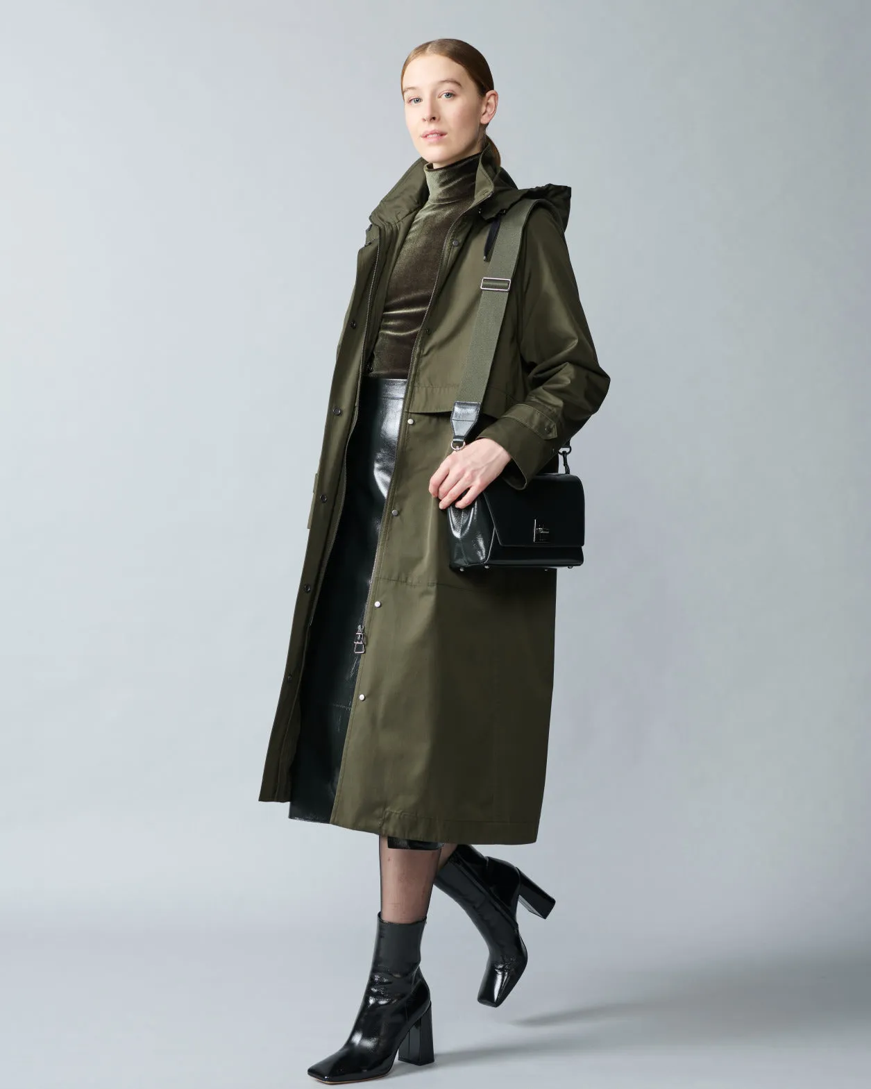 Long Silk Coat with Detachable Hood