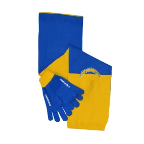 LOS ANGELES CHARGERS TRI-COLOR SCARF AND GLOVE SET