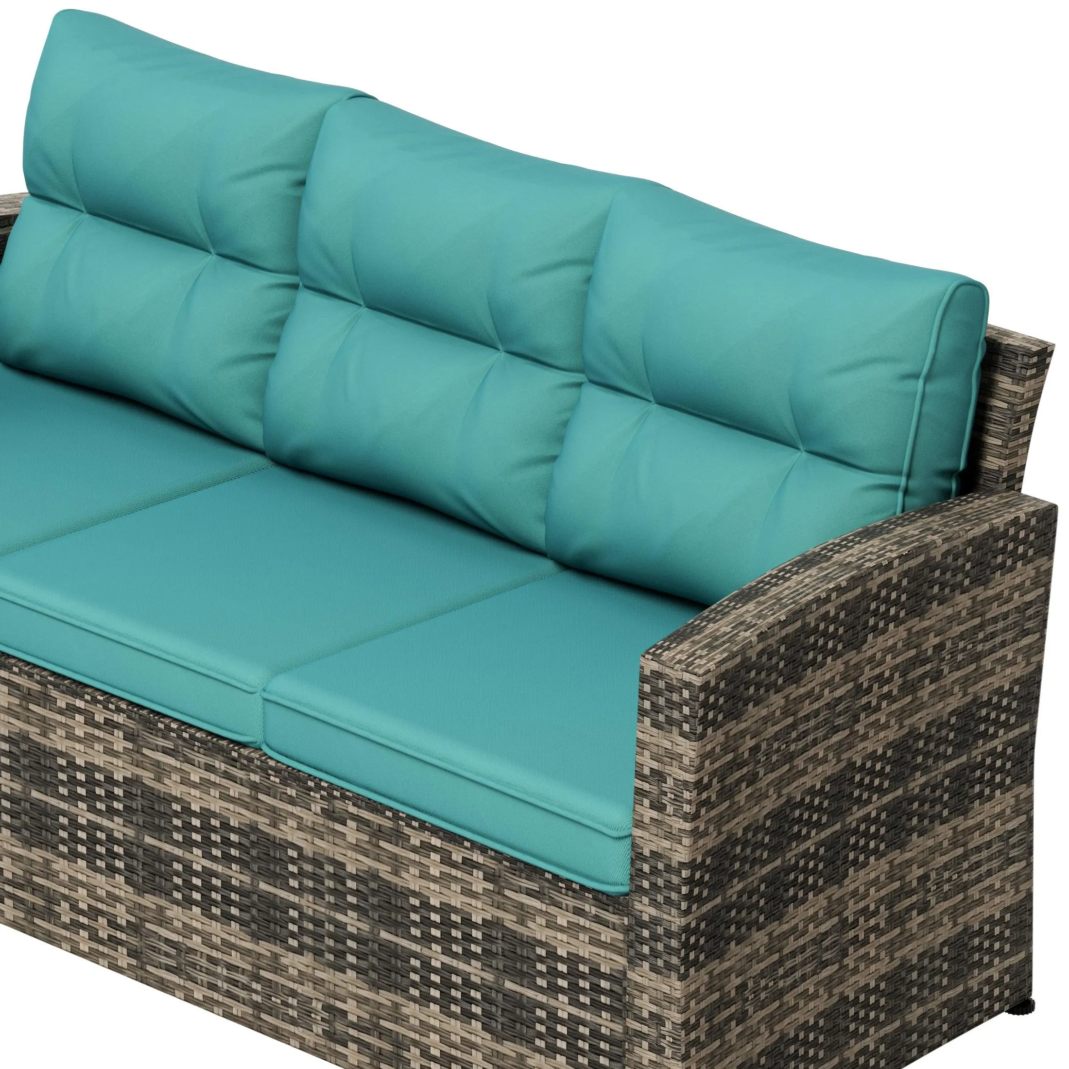 Maldives 6-Piece Set Outdoor Patio Conversation Sofa Set Brown PE Rattan