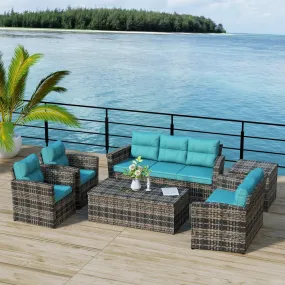 Maldives 6-Piece Set Outdoor Patio Conversation Sofa Set Brown PE Rattan