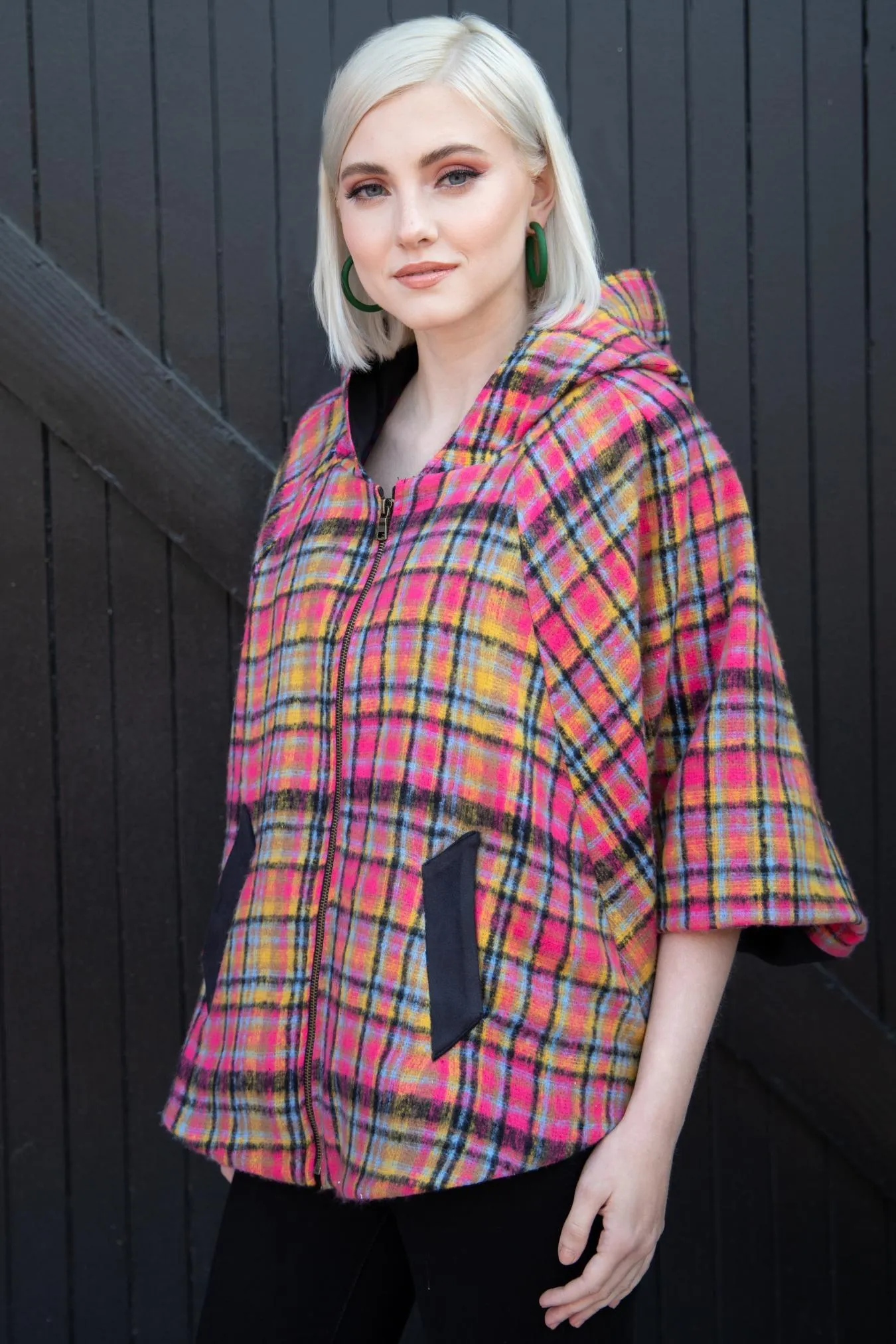 Mari Cape - Pink Plaid