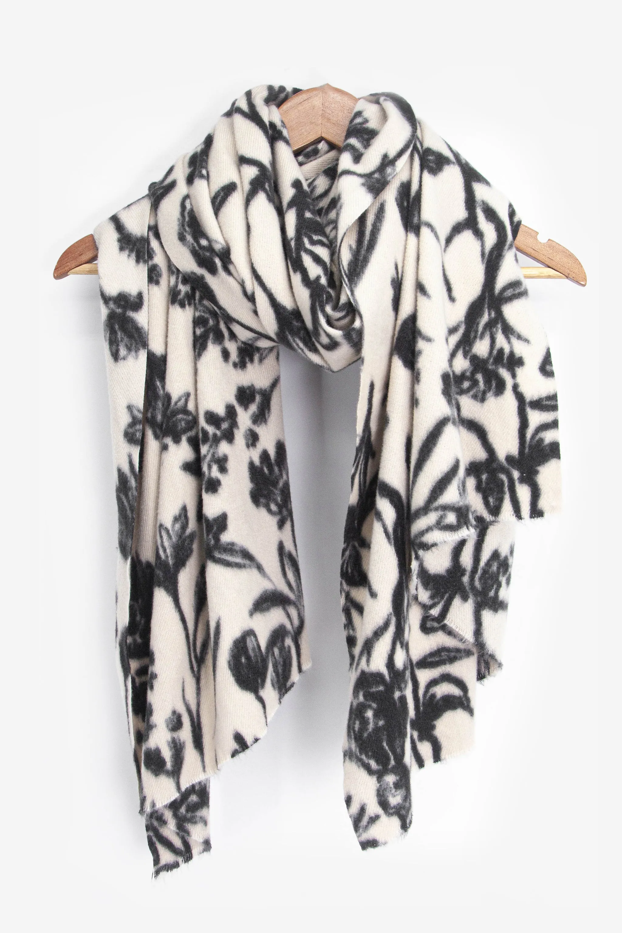 Melanie Midweight Scarf - Cream, Vintage Floral