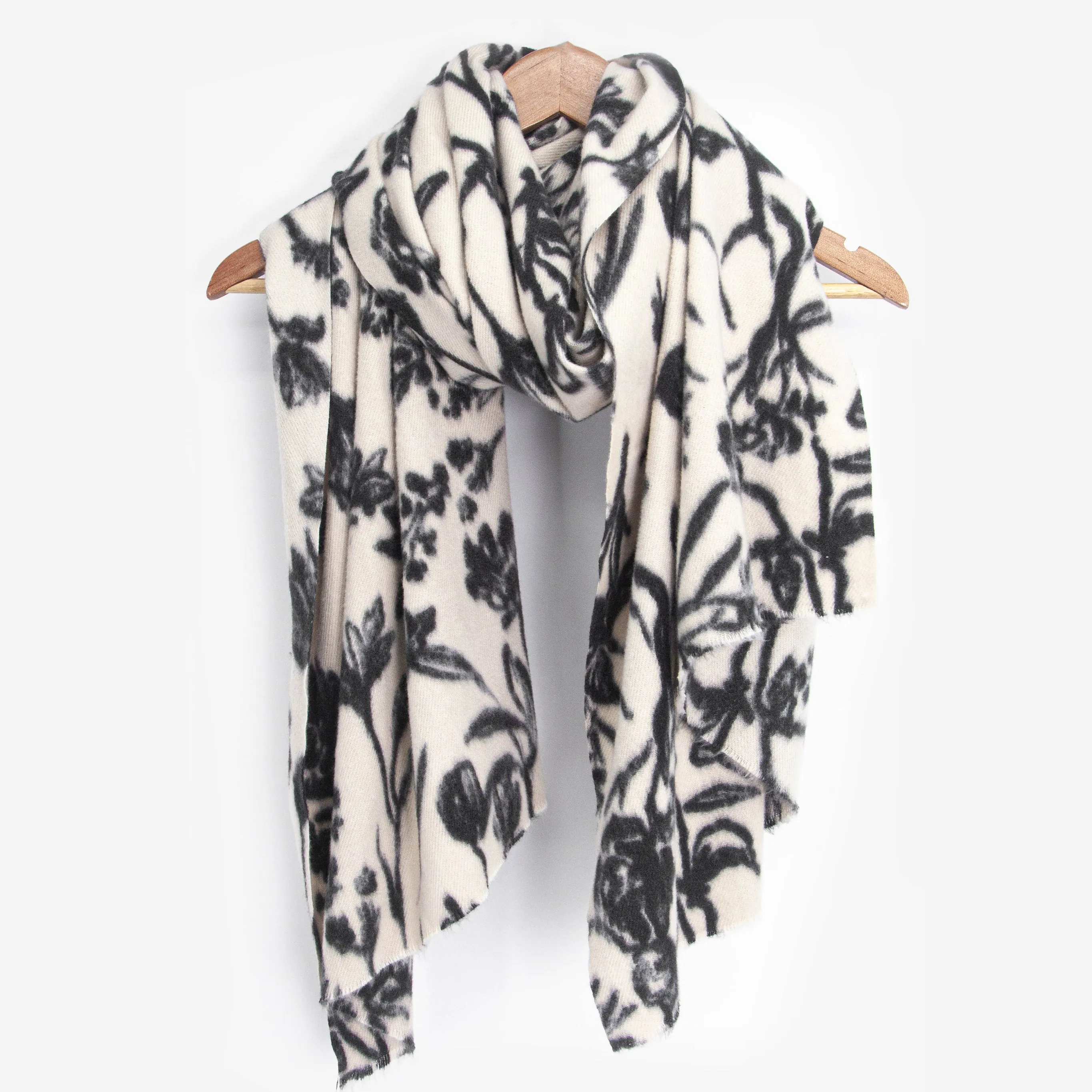 Melanie Midweight Scarf - Cream, Vintage Floral