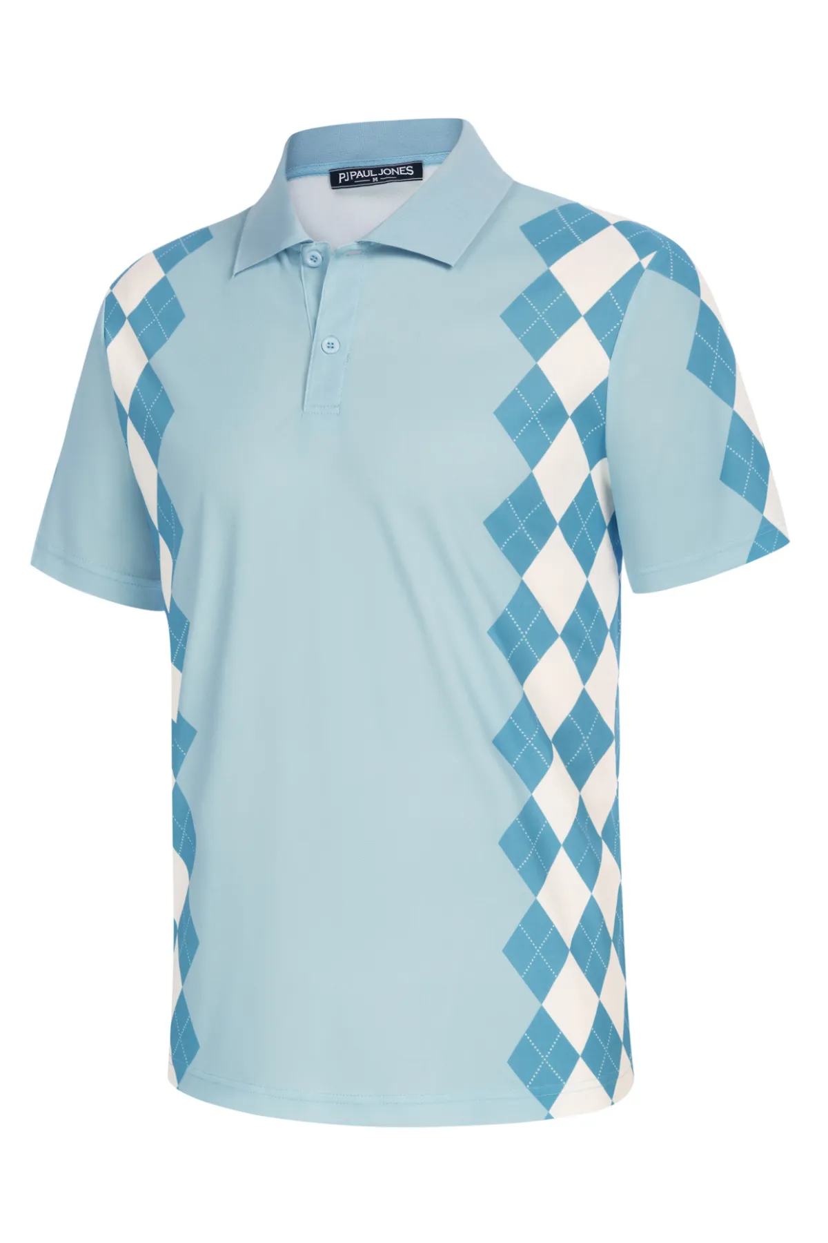 Men Argyle Polo Shirt Moisture Wicking Contrast Tennis Golf Pullover Shirts for Summer