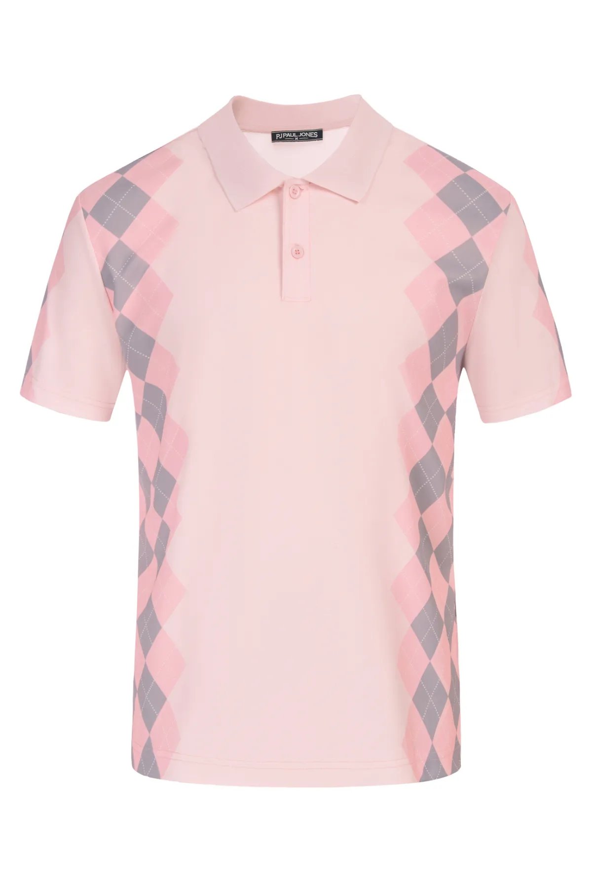 Men Argyle Polo Shirt Moisture Wicking Contrast Tennis Golf Pullover Shirts for Summer