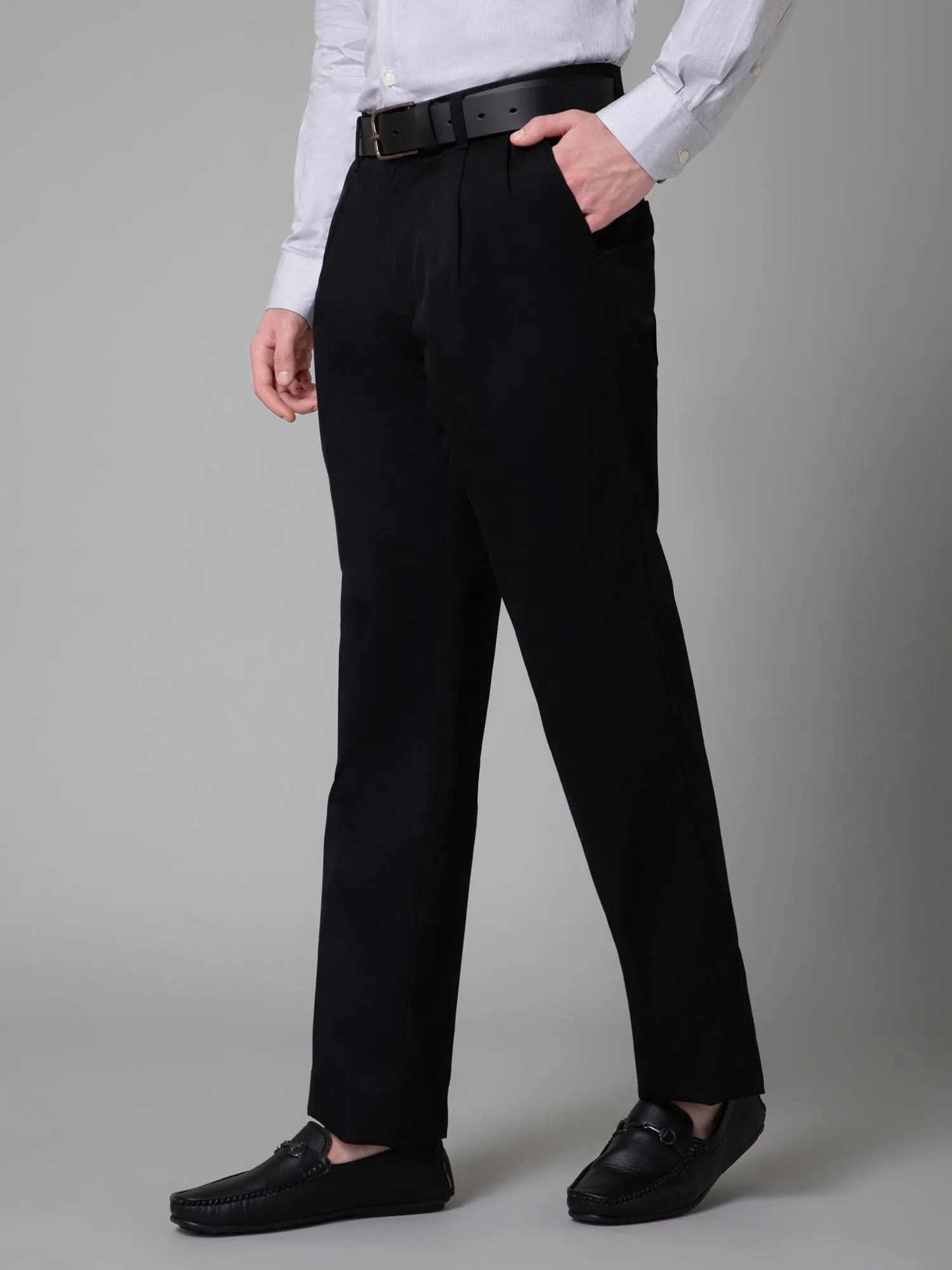 Men's Formal Pleated front Black  Trousers