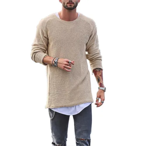 Mens Knit Solid Color Casual Sweater