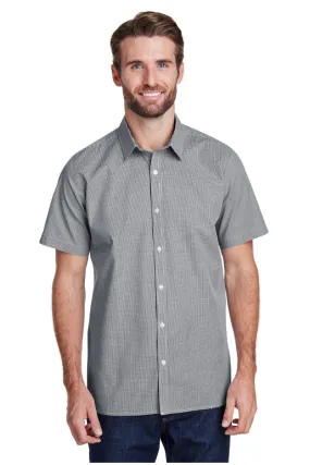 Men's Microcheck Short Sleeve Cotton Shirt (Black / White)