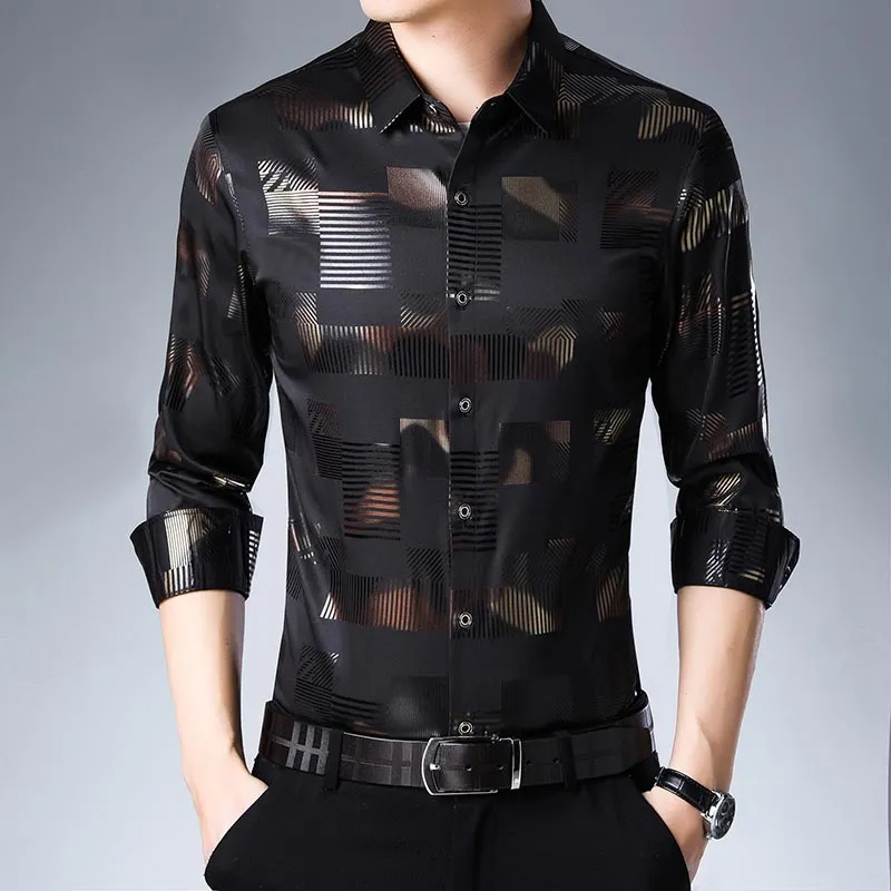 Men's printed long-sleeved shirt