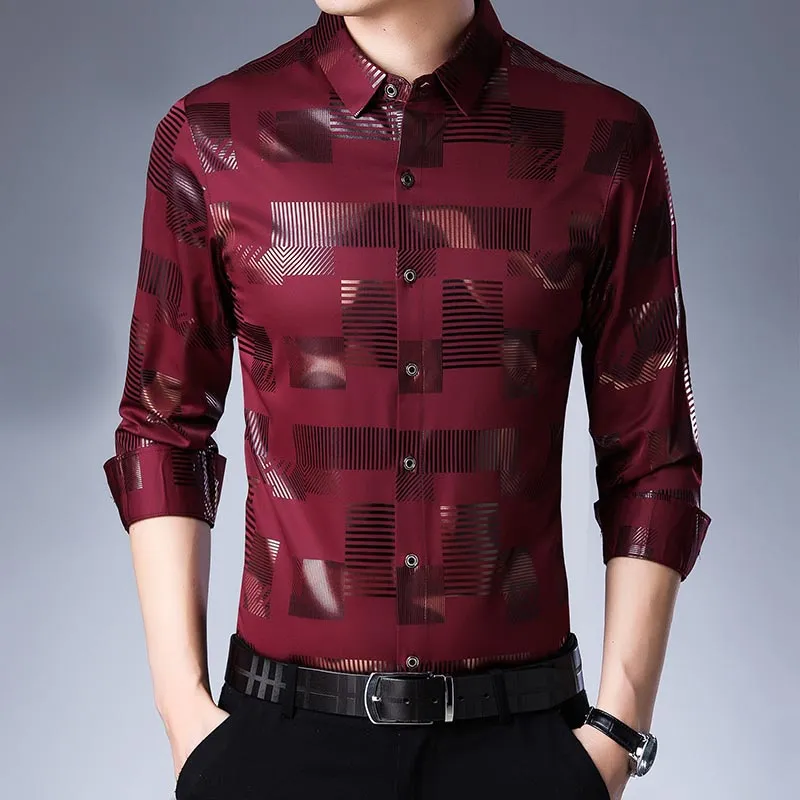 Men's printed long-sleeved shirt