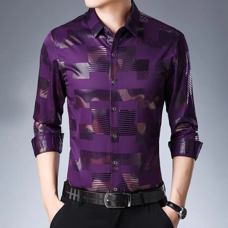 Men's printed long-sleeved shirt