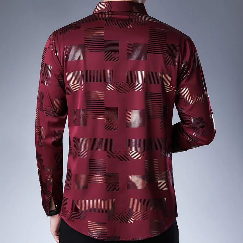 Men's printed long-sleeved shirt