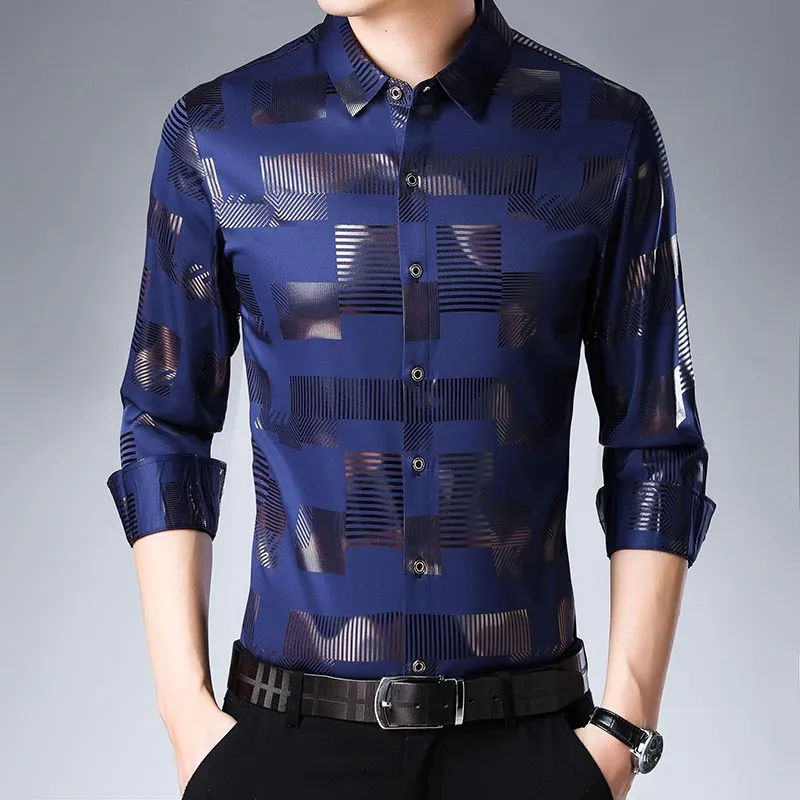 Men's printed long-sleeved shirt