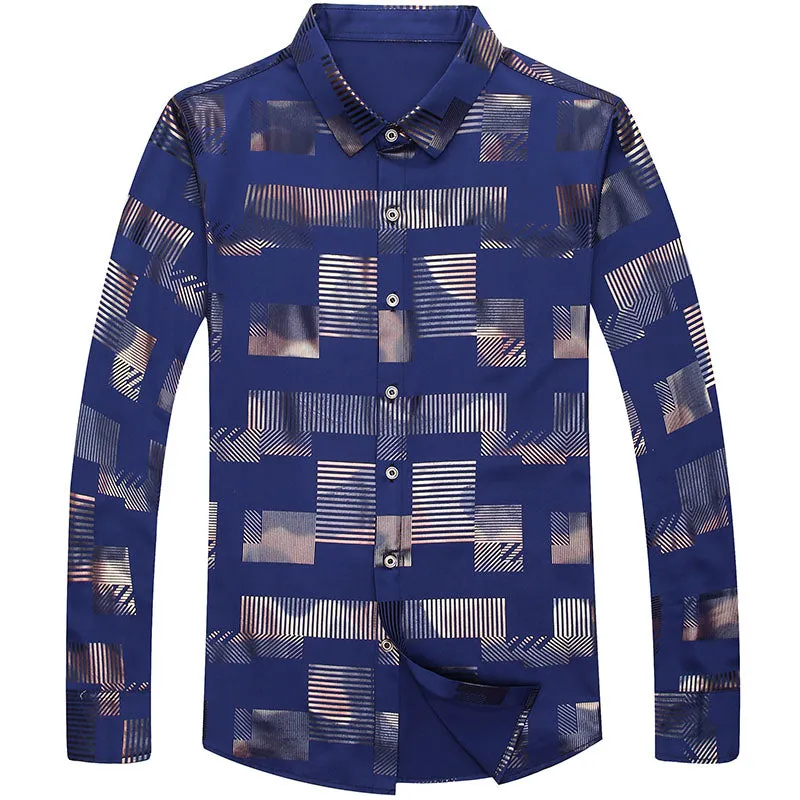 Men's printed long-sleeved shirt