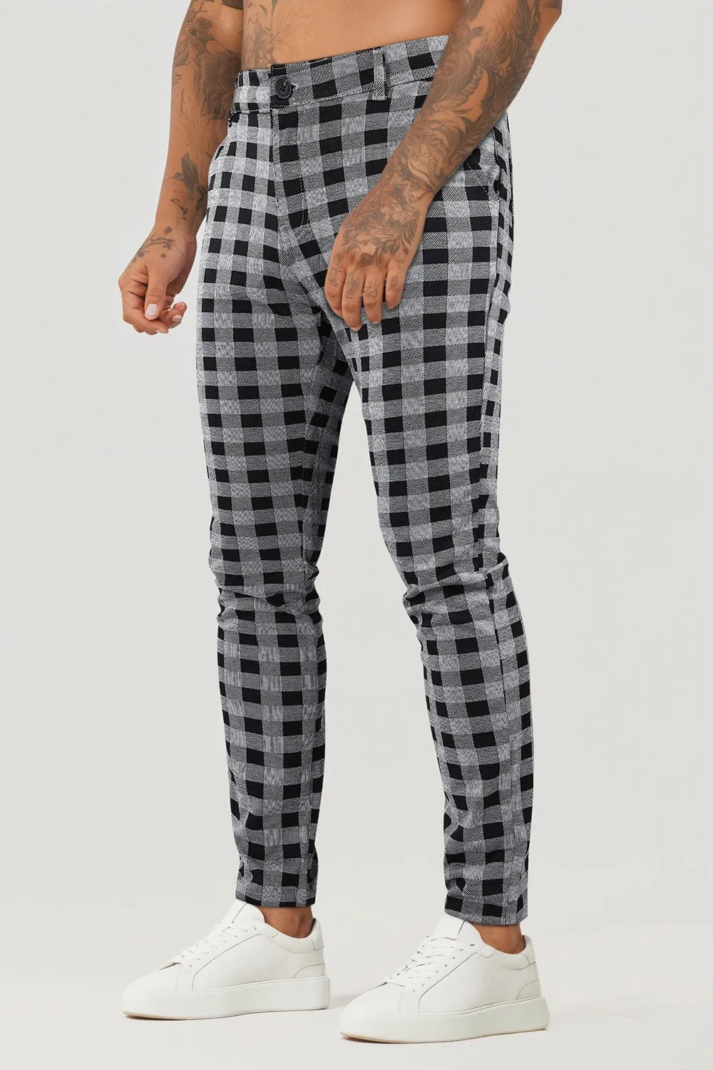 Mens Skinny Plaid Pant