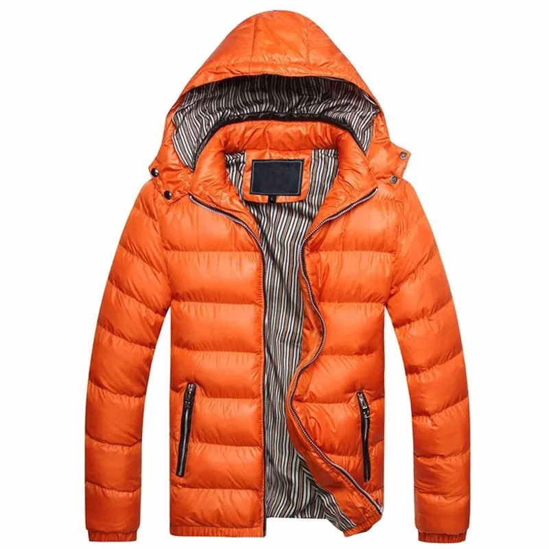 Men's Winter Hooded Thermal Cotton-Padded Down Parka