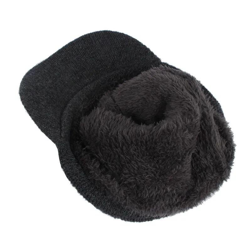 Men's Winter Knitted Cap Beanie   Collar Scarf - Black,Gray,Navy,Red