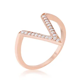 Michelle Rose Gold Delicate V-Shape  Fashion Ring | 0.2ct