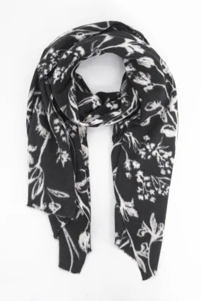 Minnie Midweight Scarf - Black, Vintage Floral