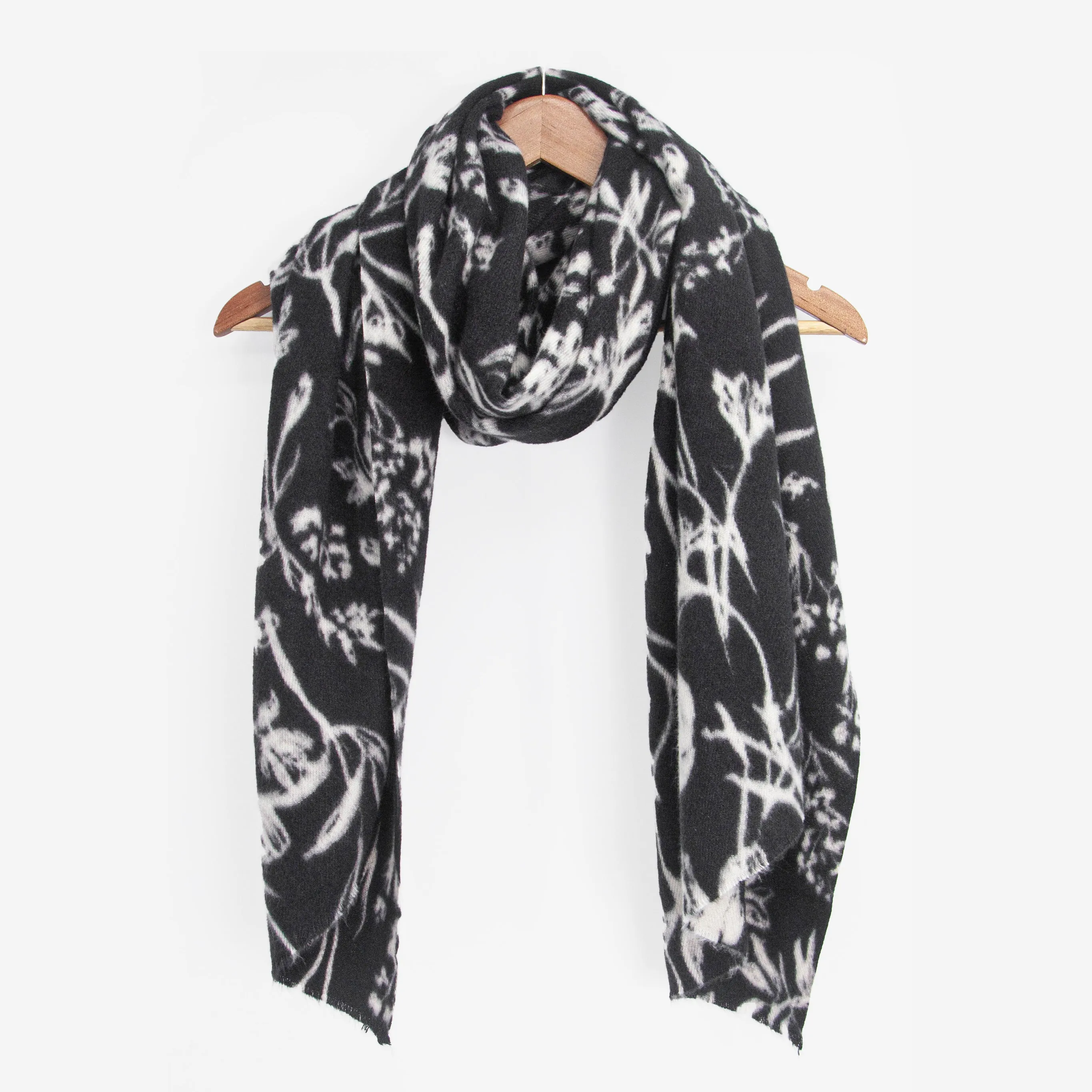 Minnie Midweight Scarf - Black, Vintage Floral