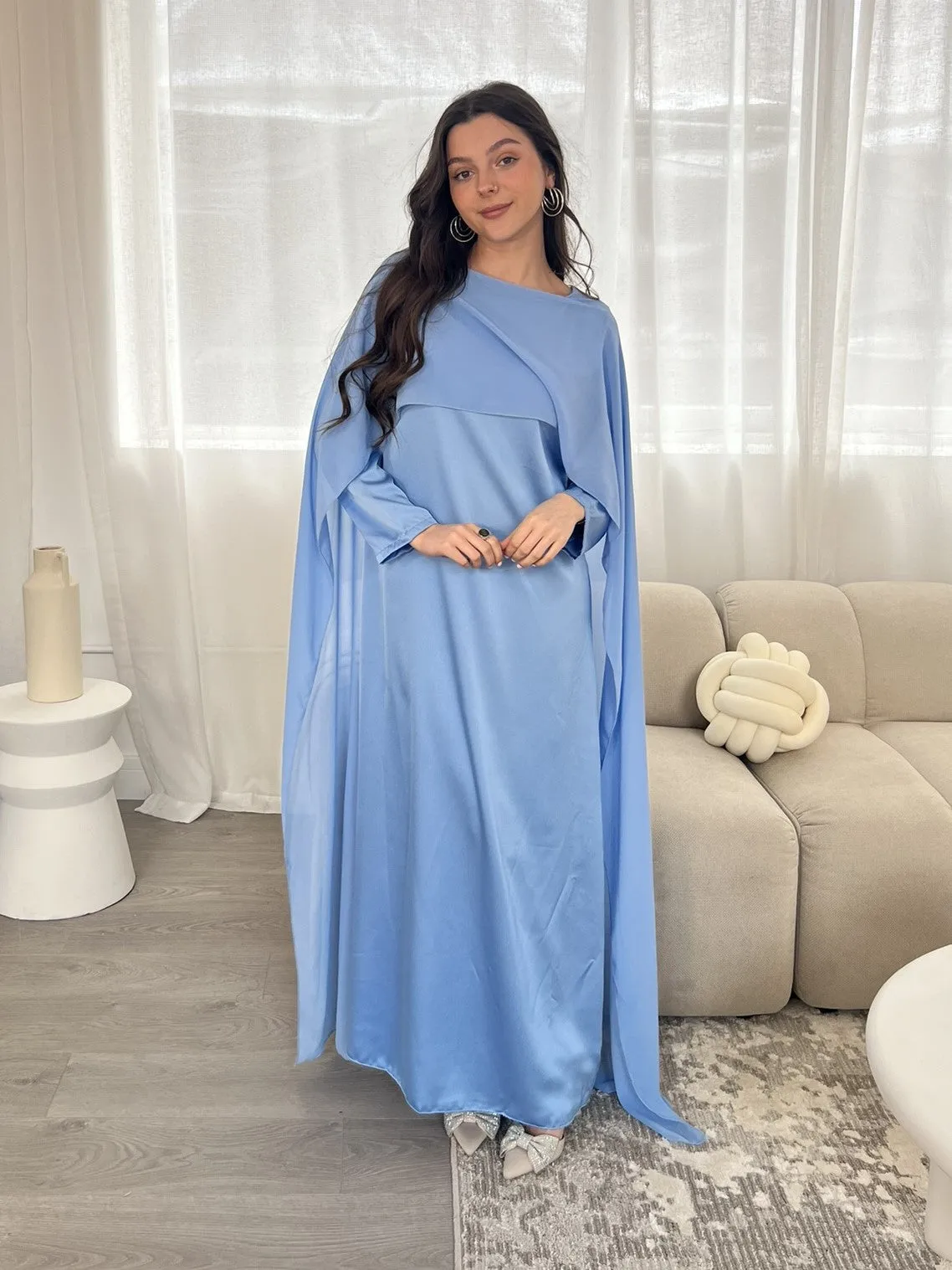 Miri Cape Dress - Sky Blue