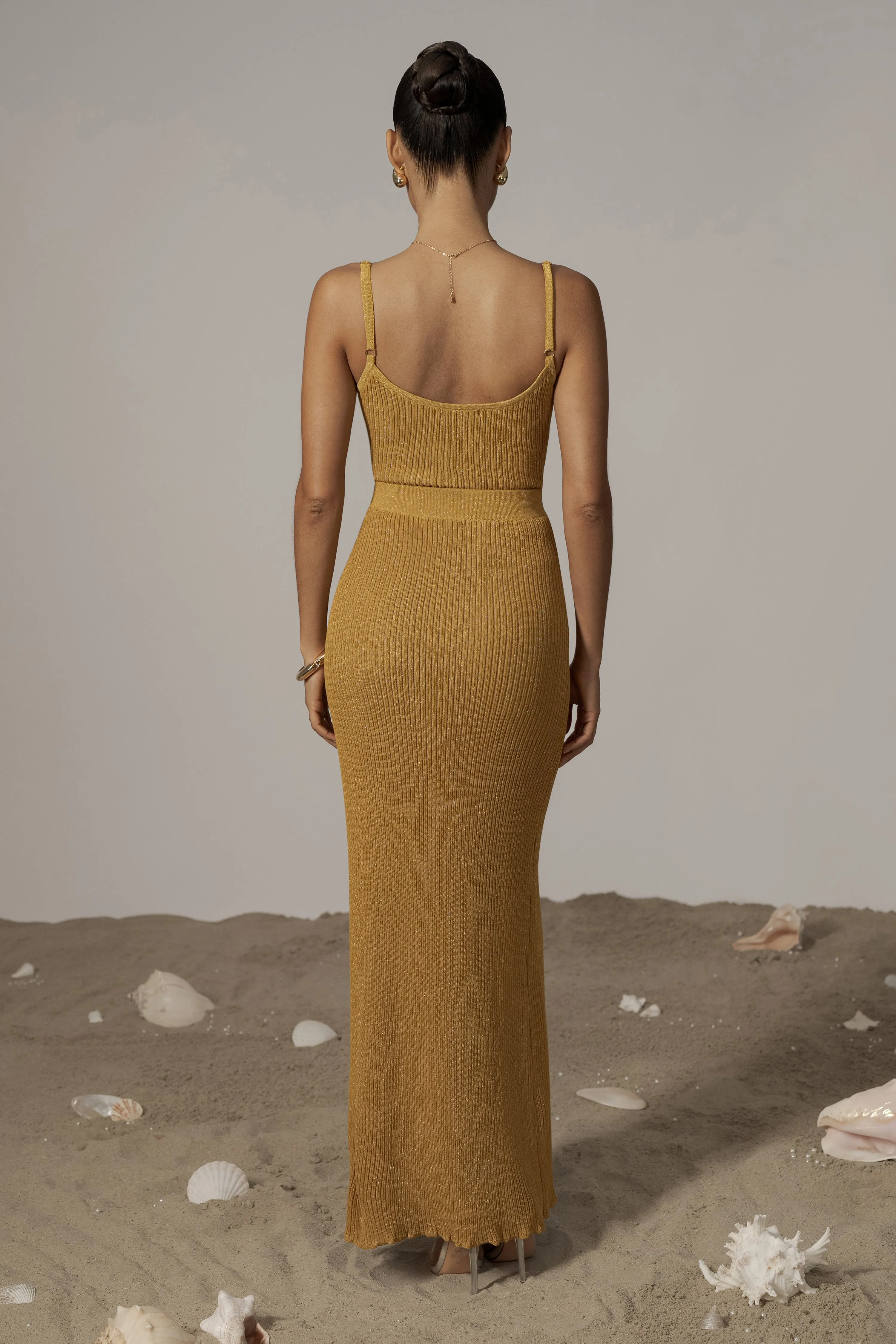 Mustard Serena Ribbed Skirt Set