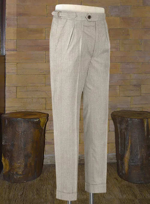 Napolean Stretch Pale Brown Highland Wool Trousers