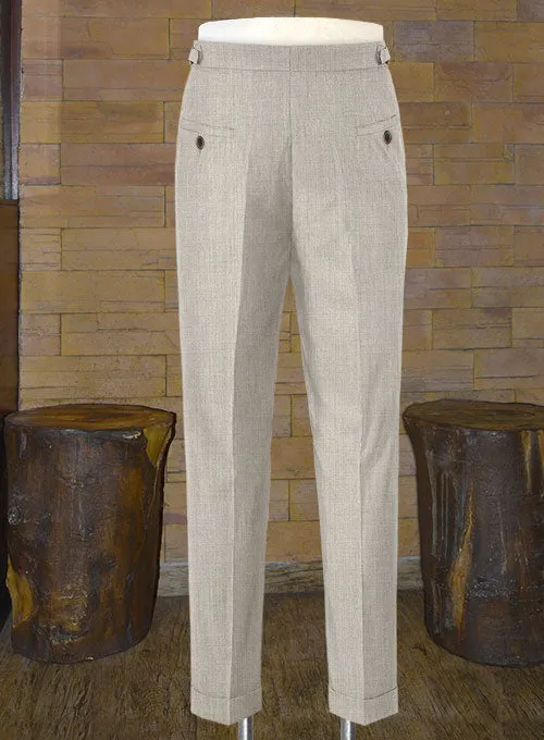 Napolean Stretch Pale Brown Highland Wool Trousers