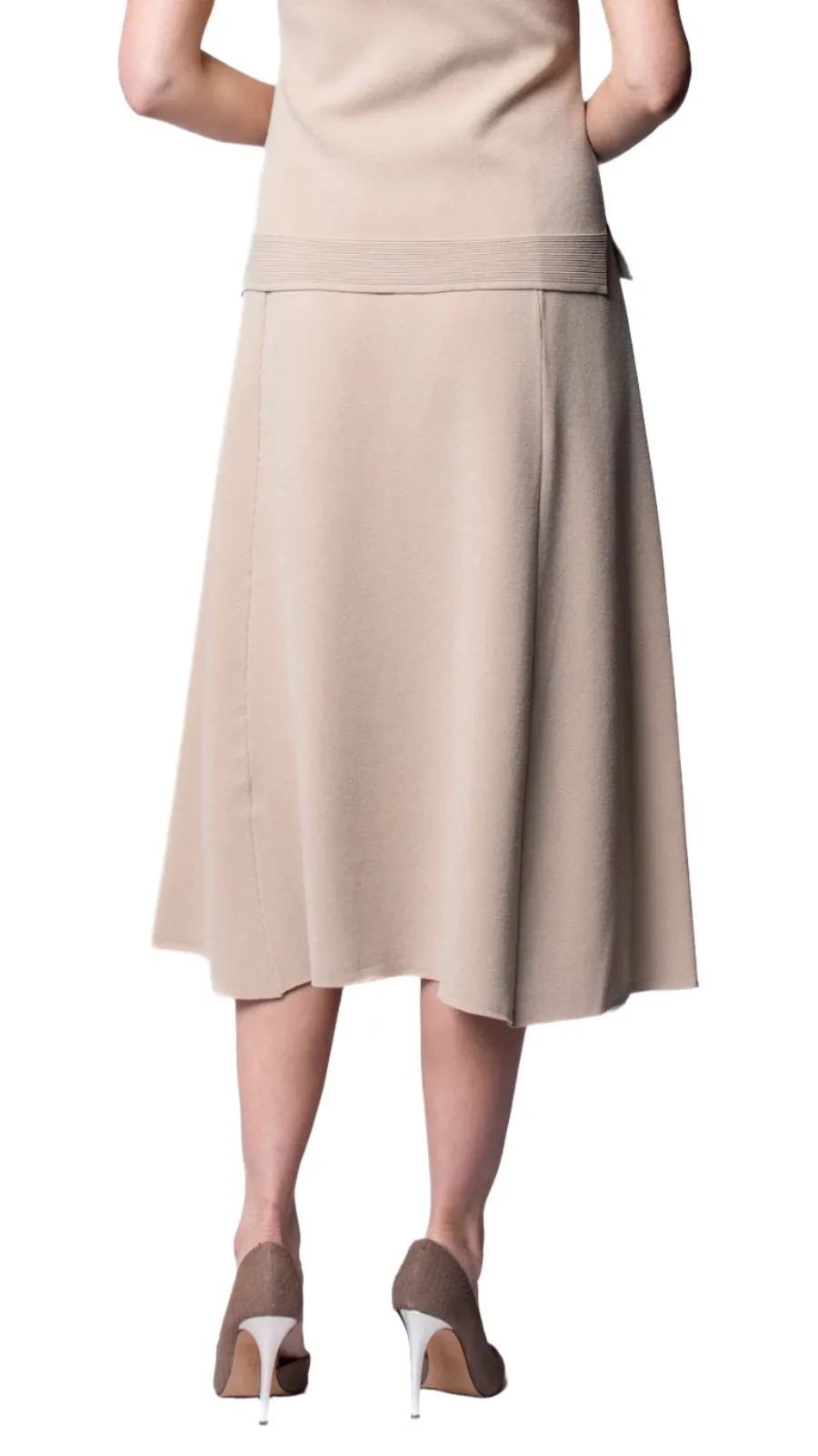 Natalie A-Line Midi Skirt - Warm Beige