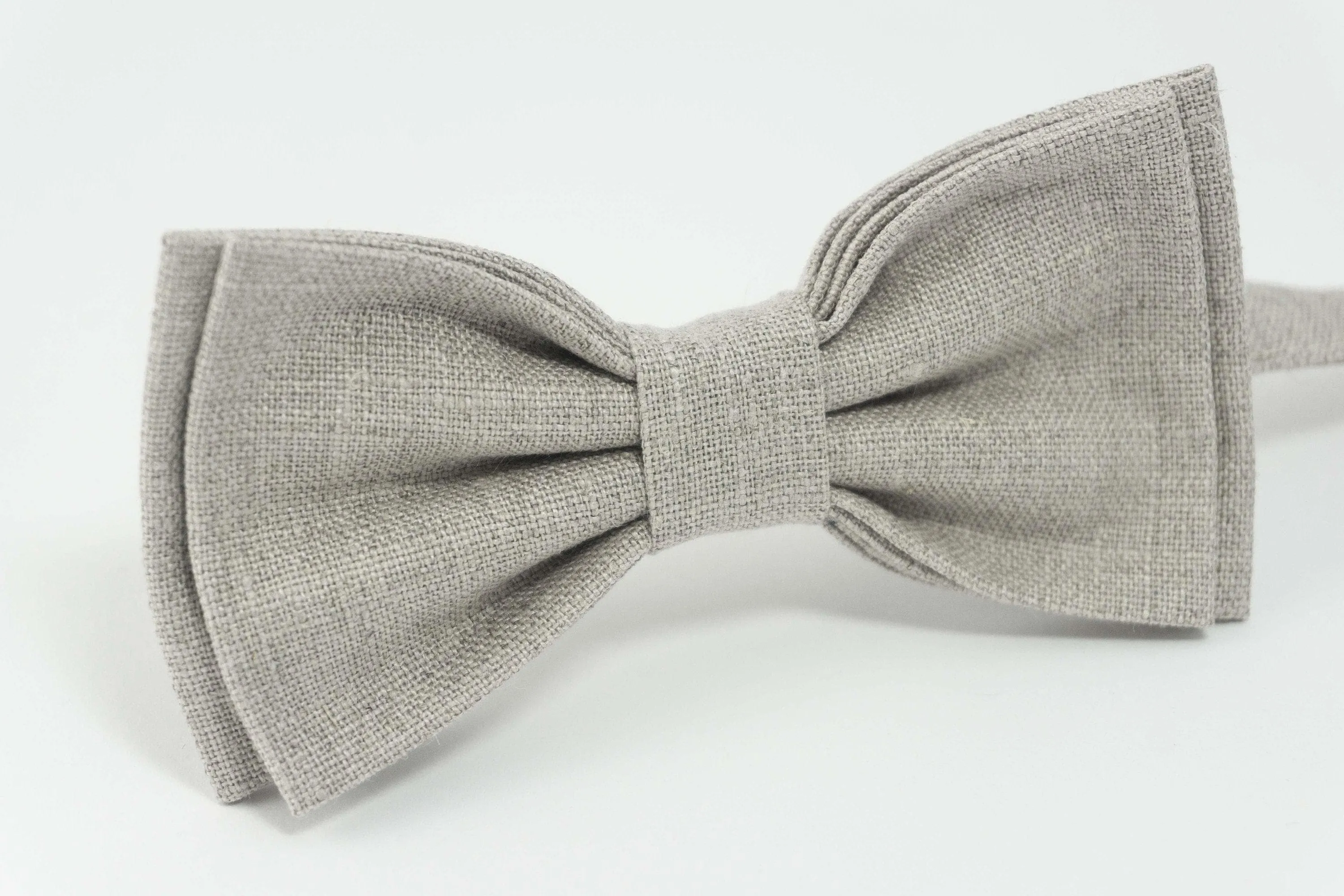 Natural linen color bow tie | Gray boys ties