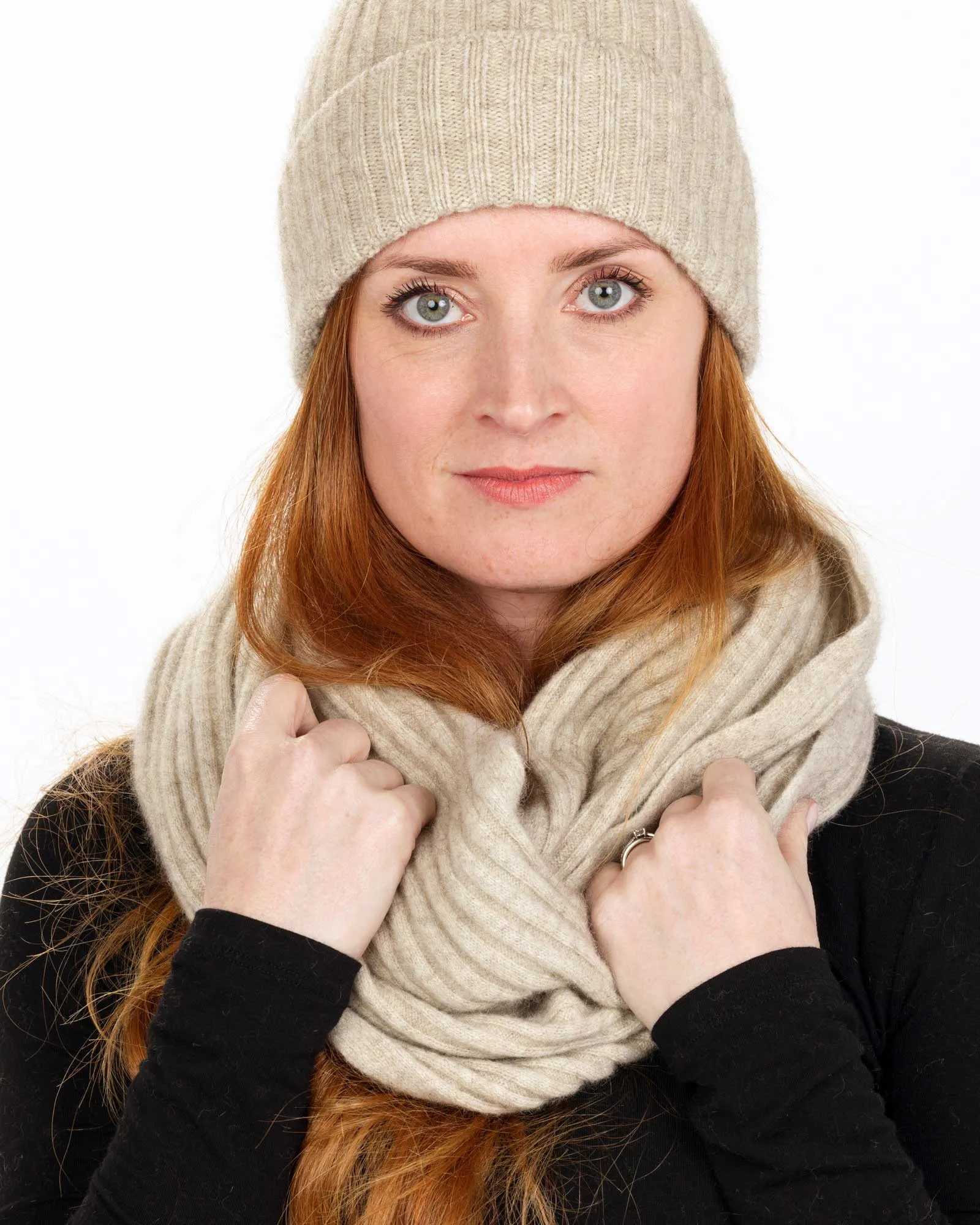 Natural Ribbed Loop Scarf - NX861