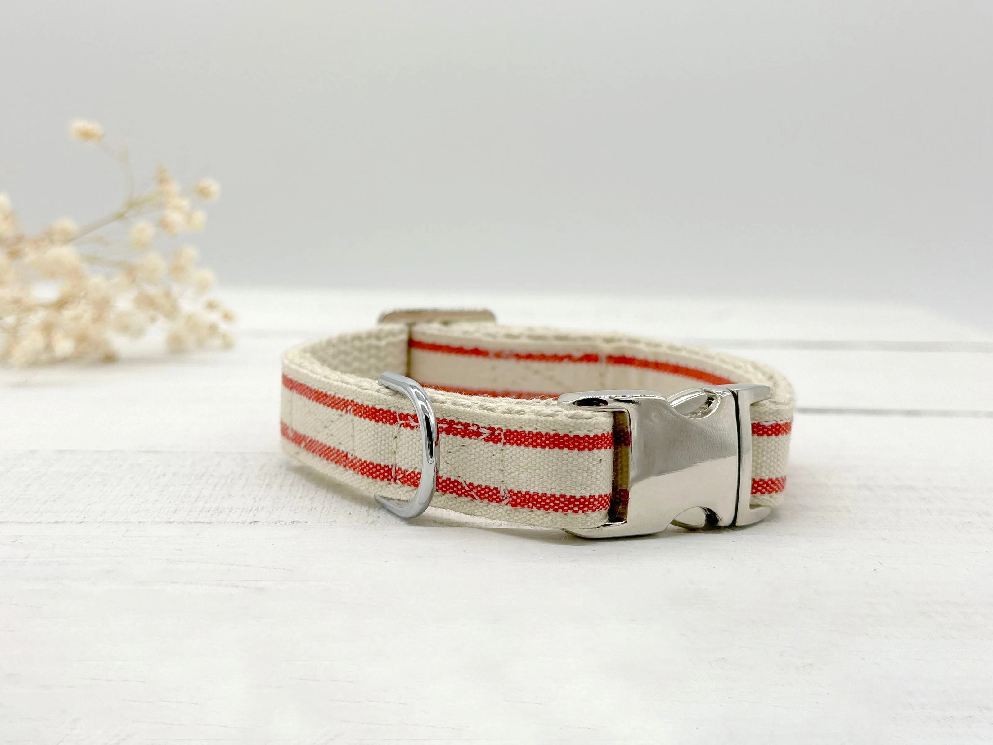 Nautical Striped Dog Collar - Red