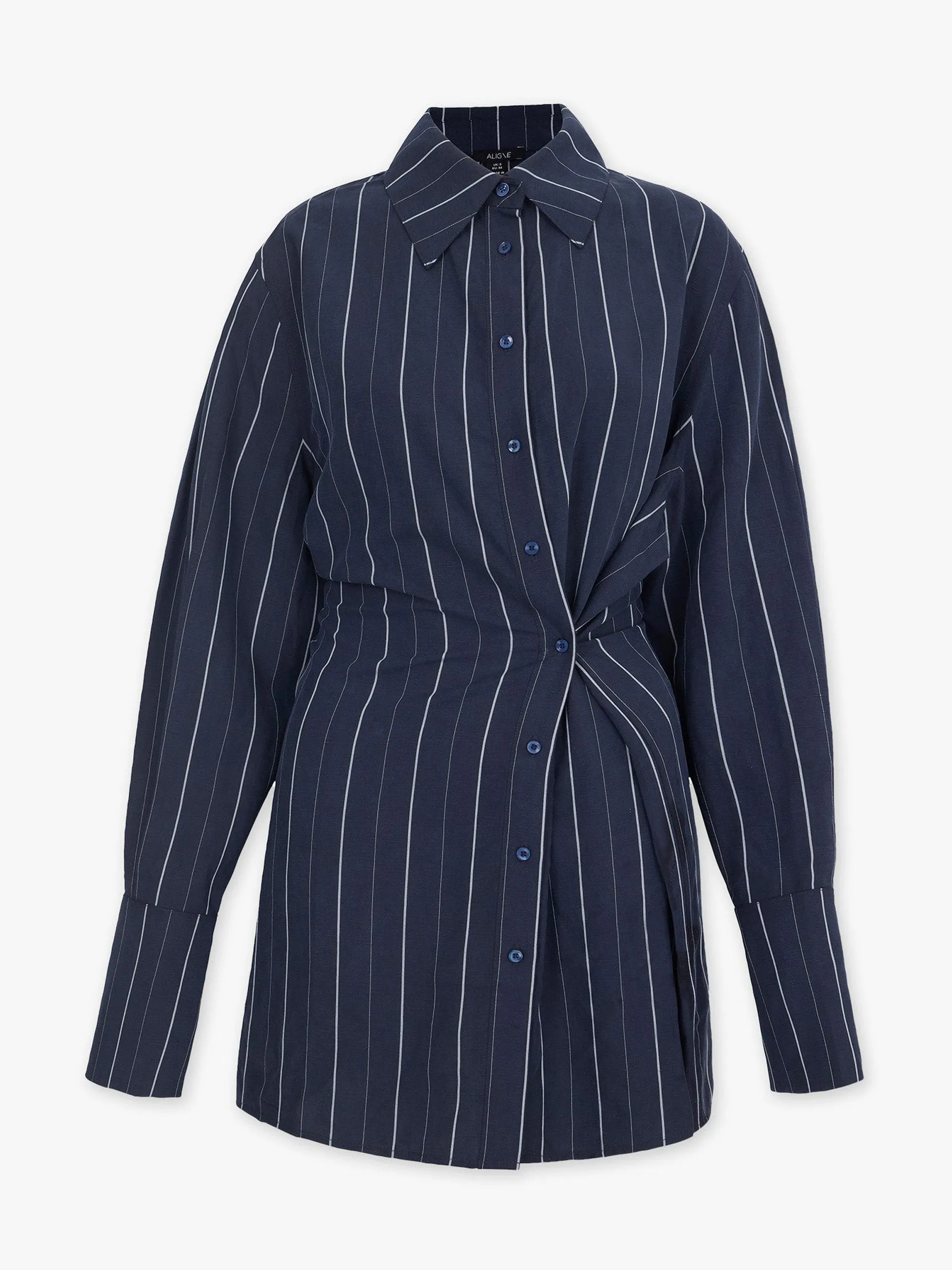 Navy stripe wrap front shirt