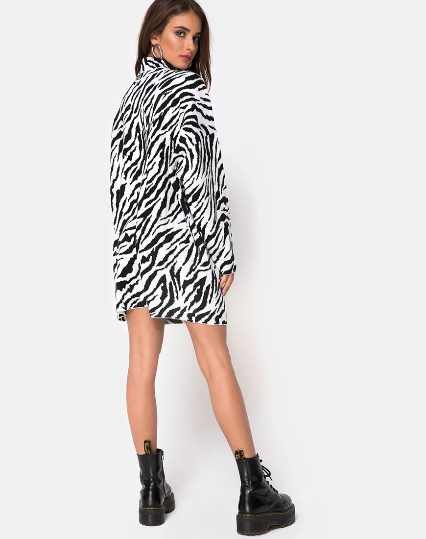 Neivie Jumper Dress in Zebra B/W