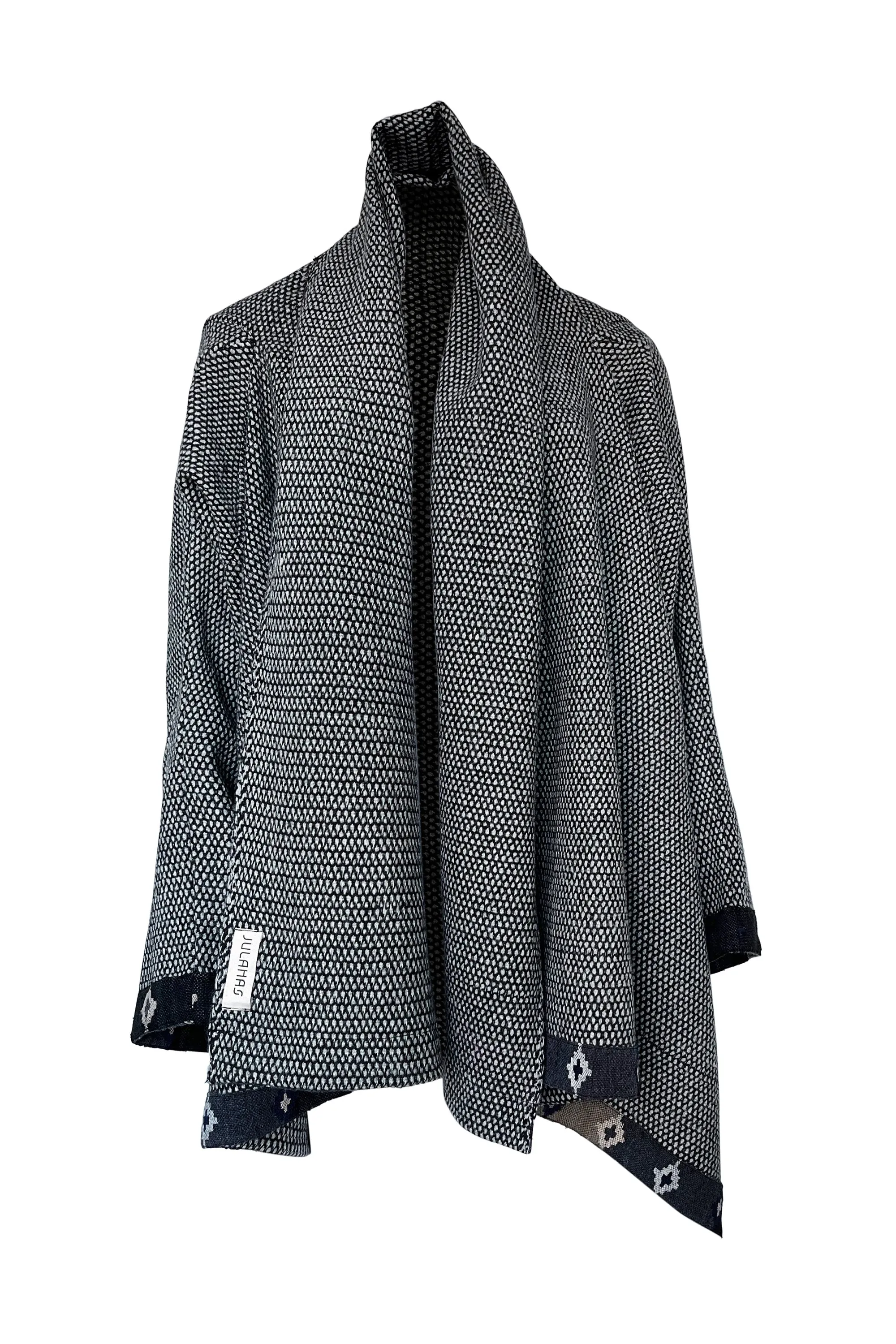 NEW! Wool Cape Coat Cocoon Black White