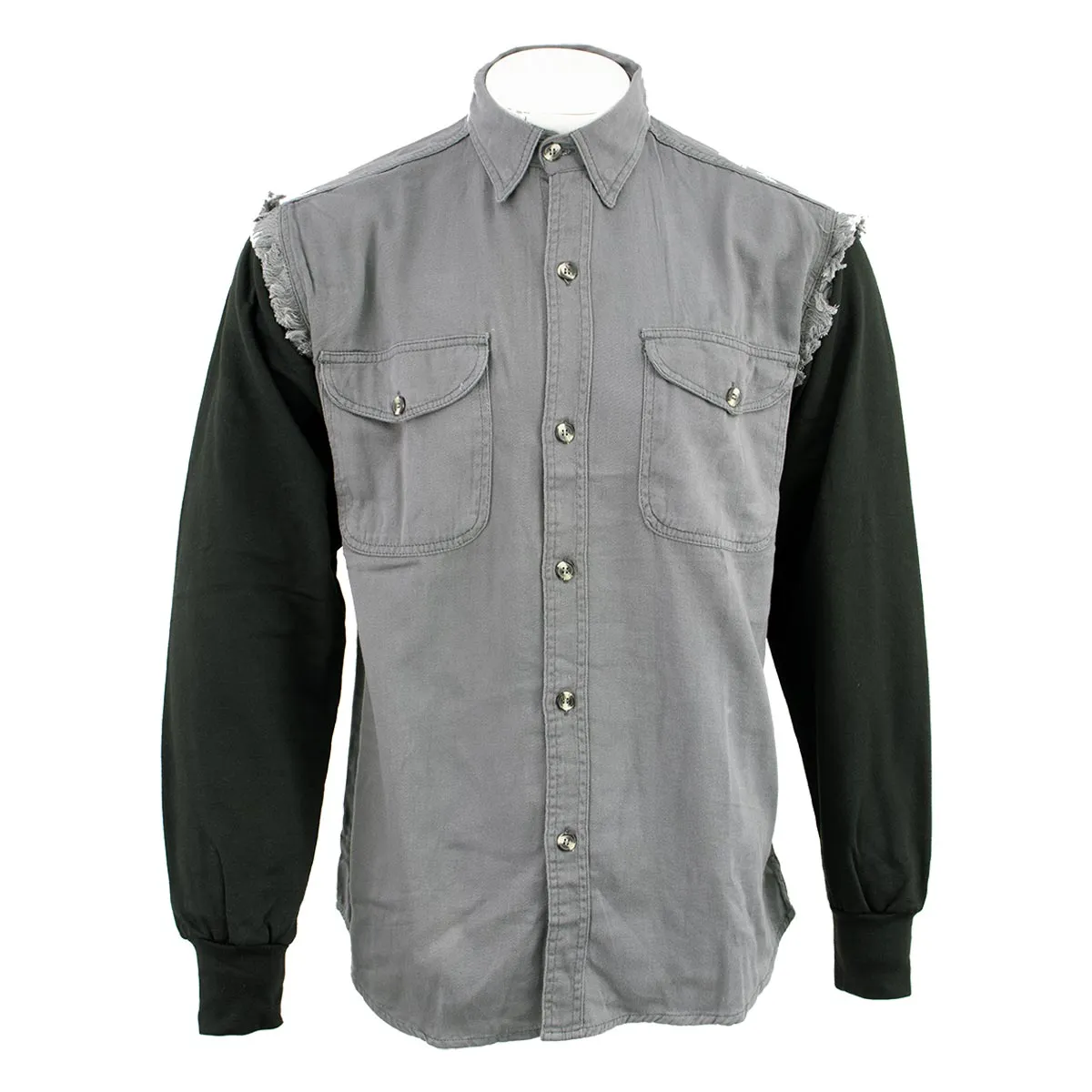 NexGen DM4444 Men's Grey with Black Long Sleeve Button Down Shirt