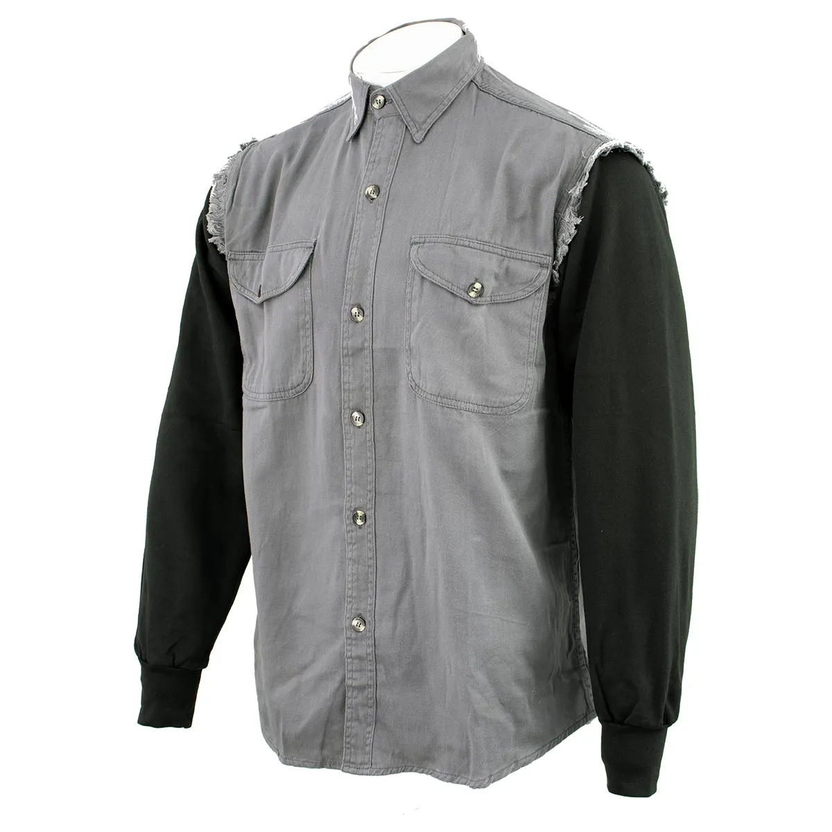 NexGen DM4444 Men's Grey with Black Long Sleeve Button Down Shirt