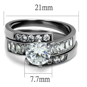 No Plating Stainless Steel Ring with AAA Grade CZ in Clear for Women Style TK2616