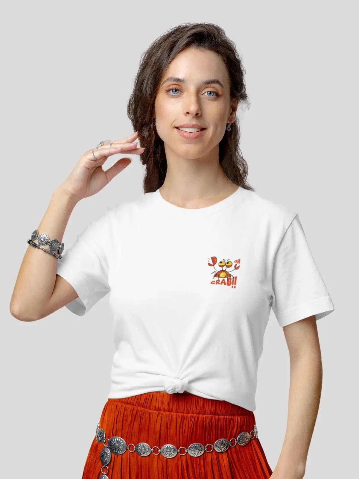 Oh Crab Unisex White T-Shirts