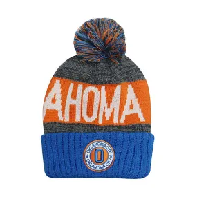 Oklahoma City Men's Winter Knit Landmark Patch Pom Beanie (Blue/Orange)