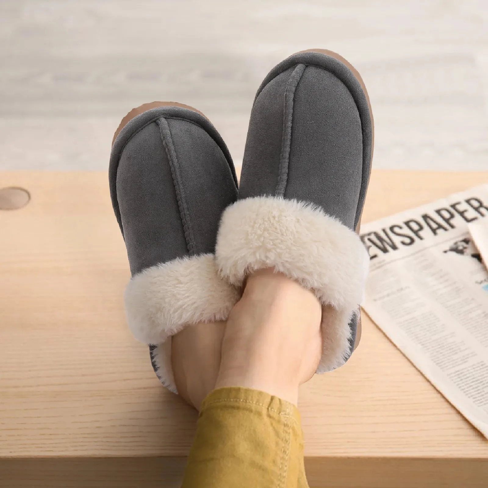 Pallene Winter Fur Slippers Women Men New Fashion Indoor Warm Cozy Fuzzy Flats Slides Warm Home Short Plush Slippers Suede Mules