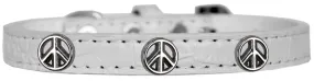 Peace Sign Widget Croc Dog Collar White Size 10